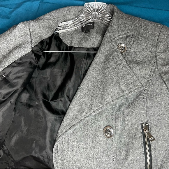 Express Grey Peplum Vintage Military
Moto Jacket, XS size - Picture 7 of 12